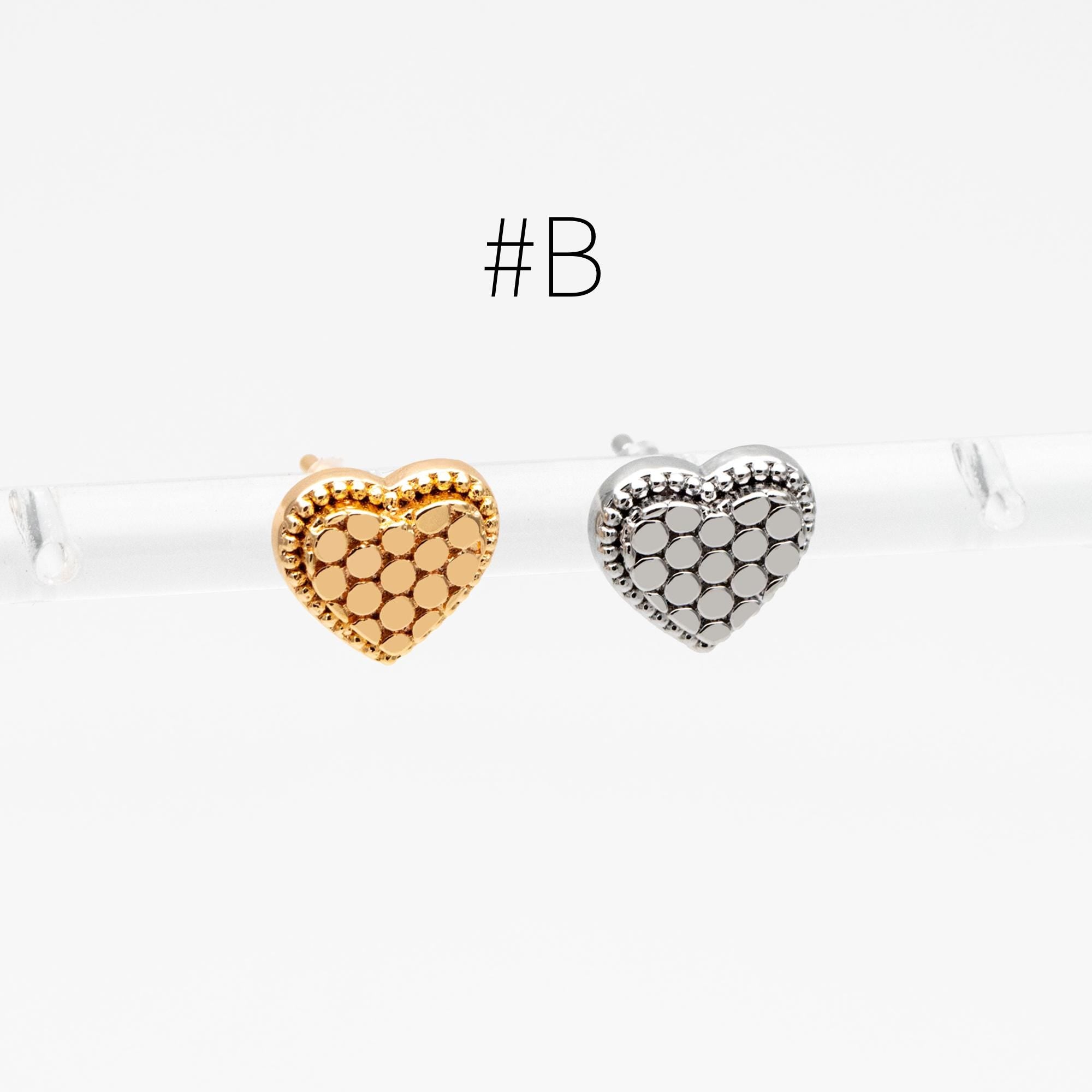 10pcs Gold/ Rhodium plated Geometric Earring: Oval/ Heart/ Honeycomb Stud Earrings (GB-4618)